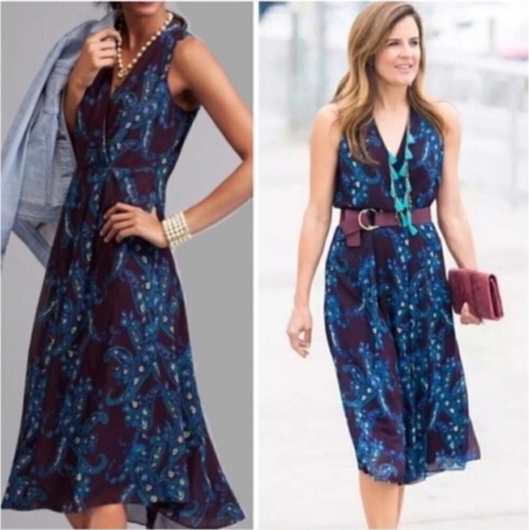 Cabi | #3461 Treasure Paisley Midi Dress Size 2 Purple Blue Green - Picture 2 of 7
